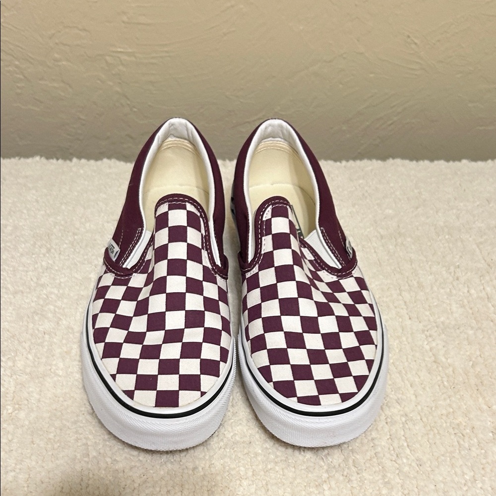 Vans Maroon and White Checkerboard Slip-Ons /no box
